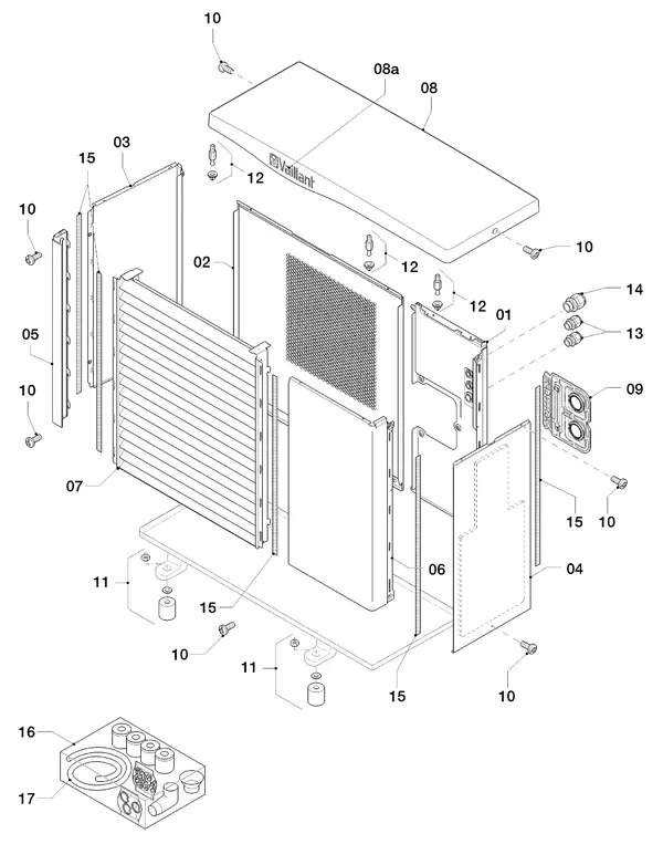 Vue éclatée Vaillant aroTHERM VWL 55/2 A 230V : Habillage