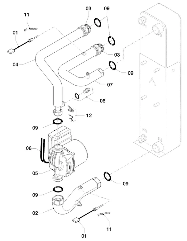 Vue éclatée Vaillant aroTHERM VWL 85/2 A 230V : Pièces hydrauliques