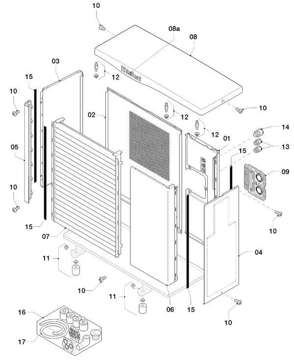Vue éclatée Vaillant aroTHERM VWL 85/2 A 230V : Habillage