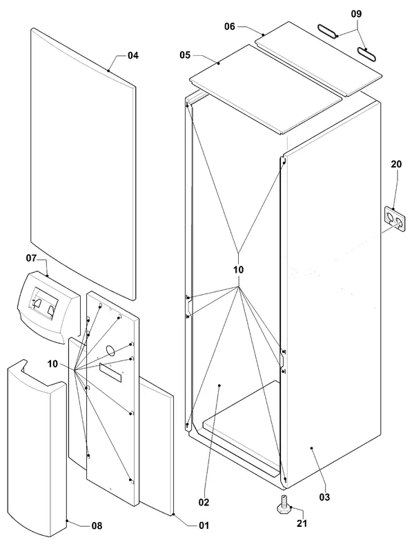 Vue éclatée Vaillant geoTHERM VWS 103/3 : Habillage