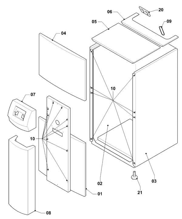 Vue éclatée Vaillant geoTHERM VWS 141/2 : Habillage