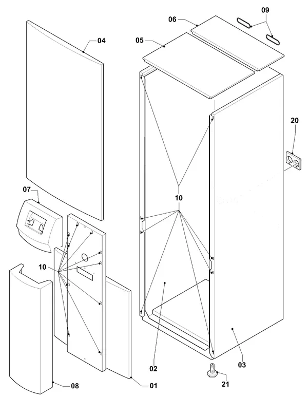Vue éclatée Vaillant geoTHERM VWS 83/2 : Habillage