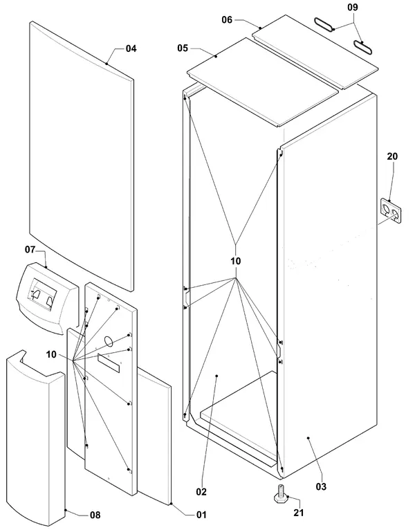 Vue éclatée Vaillant geoTHERM VWS 83/3 : Habillage